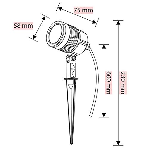 BarcelonaLED Pack 2 Focos Proyectores LED con Estaca Exterior para Jardín, Terraza, Patio, Césped Impermeables IP65 6W 480LM 220V Blanco Neutro 4000ºk con Dos Cristales Tintados con cable 50cm