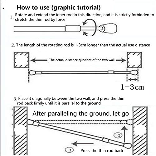 Barra de tensión, cortina de ventana de riel de cortina de tamaño ajustable para cocina para organizar divisores(30-50 diameter 1.3cm thin rod)