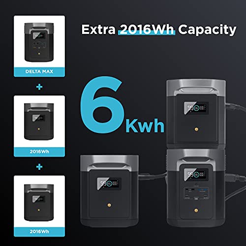 Batería adicional inteligente EcoFlow DELTA Max, con capacidad de 2016 Wh, DELTA Max ampliable hasta 6048 Wh, batería adicional de reserva para viviendas, emergencias, acampada al aire libre o viajes