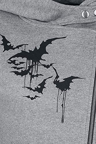 Batman Bat-Logo Mujer Capucha con Cremallera Gris/Negro M, 70% algodón, 30% poliéster, Estrechos