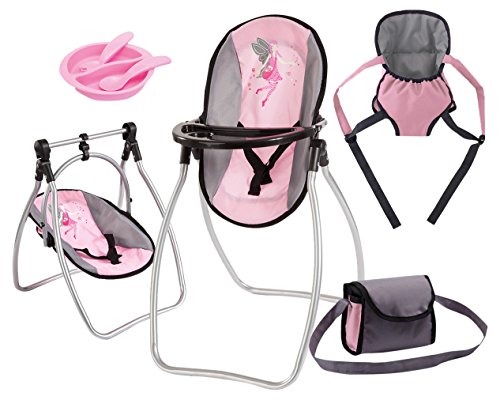 Bayer Design- Silla Alta, Kit de Accesorios 9 en 1, Color Gris, Rosa (63608AB)