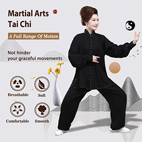 BBLAC 2KEY Artes Marciales Ropa | Unisex Uniforme para Tai Chi y Kung Fu | Tradicional Chino Ropa Está Hecho Leche Seda | Traje Ligero para Meditación y Qigong (A, M)