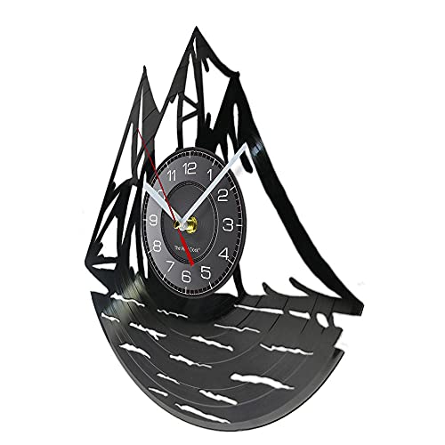 BBZZL Reloj de Pared Maritime Drone Reloj de Pared publicitario náutico con Paisaje Natural Retro con retroiluminación LED Arte de Vinilo Sin LED