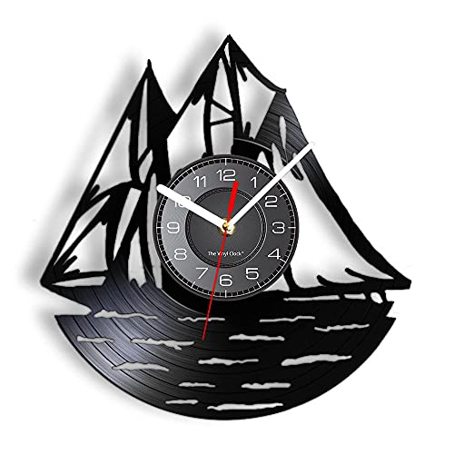 BBZZL Reloj de Pared Maritime Drone Reloj de Pared publicitario náutico con Paisaje Natural Retro con retroiluminación LED Arte de Vinilo Sin LED