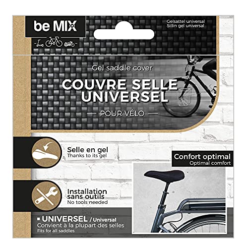 Be Mix VL0023 Funda de sillín de Gel Universal para Bicicleta de Ocio, Viaje, Accesorio para el Deporte, Unisex Adulto, Negro, 18.00 x 2.5 x 27.50 cm