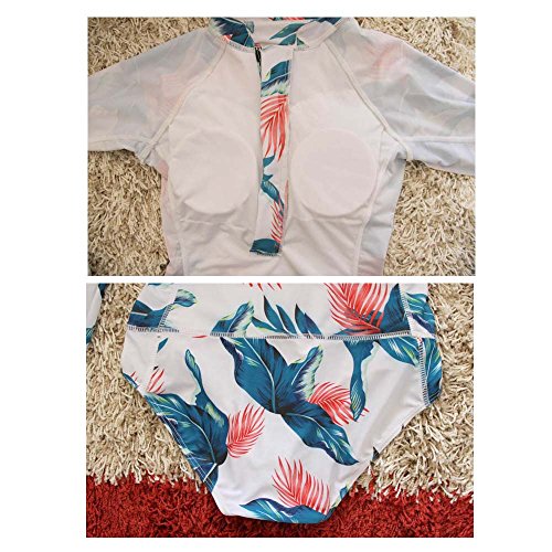 Beachkini Mujer Traje de baño con protección Solar, Traje de baño de Manga Larga, Ropa de Surf de una Pieza con Cremallera, Protectores contra erupciones