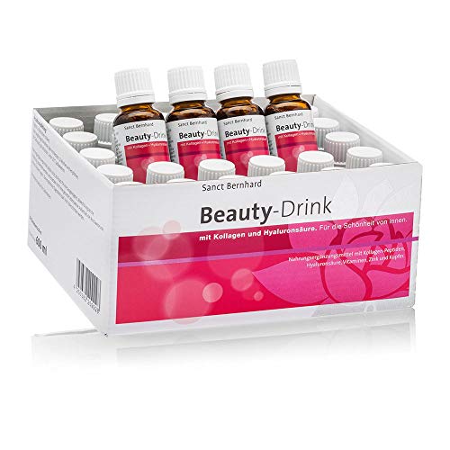 Beauty-Drink - Bebida para la belleza desde el interior con colágeno, péptidos de colágeno (VERISOL®), ácido hialurónico, vitaminas, biotina, cobre y zinc - 30 Frascos, para un mes