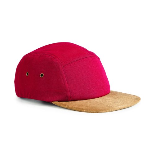Beechfield - Gorra plana con visera de piel de ante 5 paneles - Verano/Playa (Talla Única/Negro)