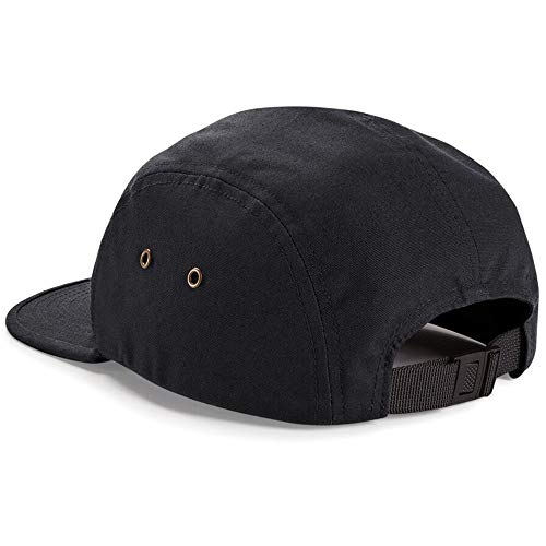 Beechfield - Gorra Plana de Lona 5 Paneles Modelo Classic - Verano/Playa (Talla Única) (Negro)