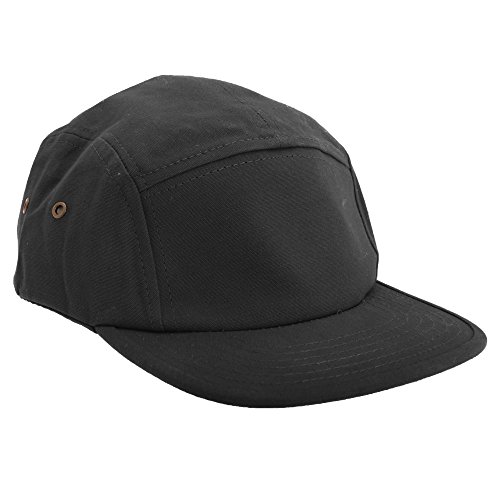 Beechfield - Gorra Plana de Lona 5 Paneles Modelo Classic - Verano/Playa (Talla Única) (Negro)