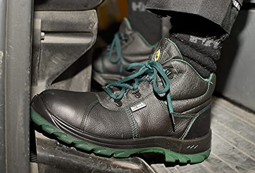 BEEWORK Bota de Seguridad TYR S3 SRC | Bota de Trabajo con Puntera y Plantilla Metálicas de Seguridad · Apta para Hombre y Mujer · Color Negro y Verde - Talla 40