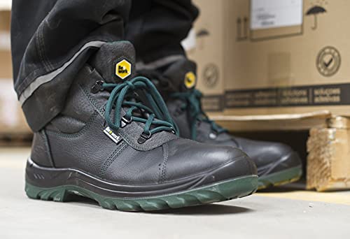 BEEWORK Bota de Seguridad TYR S3 SRC | Bota de Trabajo con Puntera y Plantilla Metálicas de Seguridad · Apta para Hombre y Mujer · Color Negro y Verde - Talla 40