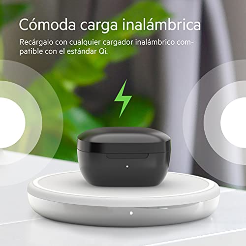 Belkin True Wireless SoundForm Rise - Auriculares con Bluetooth 5.2 y Carga inalámbrica, certificación IPX5 de Resistencia al Agua y el Sudor, Bajos potentes, Color Negro