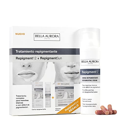 Bella Aurora Crema Repigmentante 75 ml + REGALO 30 Cápsulas Solares Repigment12 | Tratamiento Cosmético para Manchas Blancas Vitíligo | Crema Repigmentante de la Piel, Rostro y Cuerpo