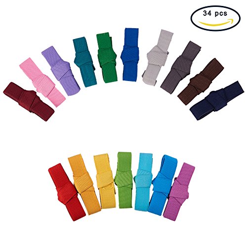 BENECREAT 34M (37 Yardas) Cinta Elastica Plegada Elastics Estiramiento Plegable FOE Elastics para Cintas para el Pelo Diademas - 34 Colores por 1M