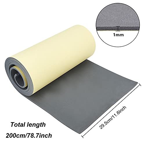 BENECREAT Rollo de Espuma Autoadhesiva 200x30cm Cinta de Espuma EVA Gris 1mm de Espesor con Respaldo Adhesivo para Suministros de Manualidades, Halloween, Cosplay, Álbum de Recortes