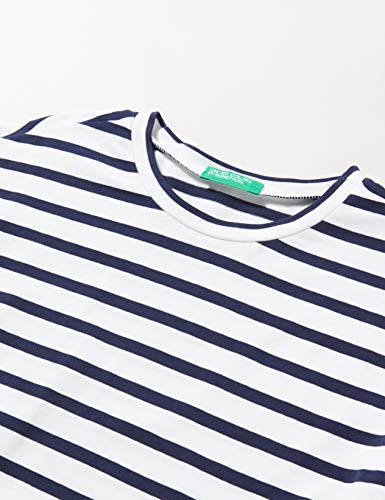 Benetton T-Shirt Camiseta de Tirantes, Azul (Bianco/BLU 903), 134 (Talla del Fabricante: Large) para Niñas