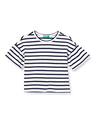 Benetton T-Shirt Camiseta de Tirantes, Azul (Bianco/BLU 903), 134 (Talla del Fabricante: Large) para Niñas