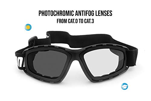 Bertoni F120 - Gafas fotosensibles para moto con cristales antivaho y goma elástica ajustable