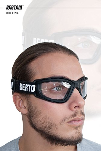 Bertoni F120 - Gafas fotosensibles para moto con cristales antivaho y goma elástica ajustable