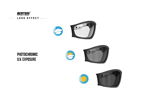 Bertoni F120 - Gafas fotosensibles para moto con cristales antivaho y goma elástica ajustable