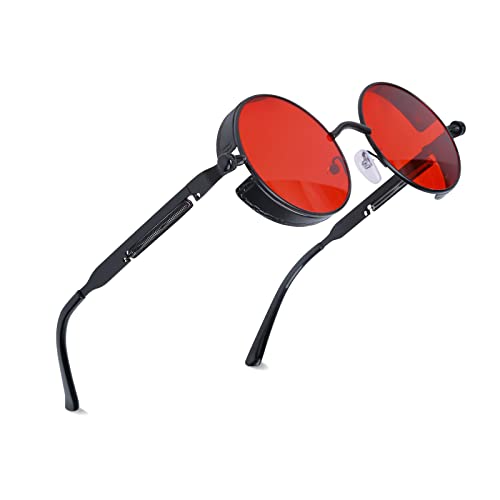 besbomig Gafas de Sol Unisex Polarizadas Círculo Metálico UV400 - Gafas de Sol Redondas Ronda Marco de Metal Gafas para Mujeres y Hombres Sunglasses
