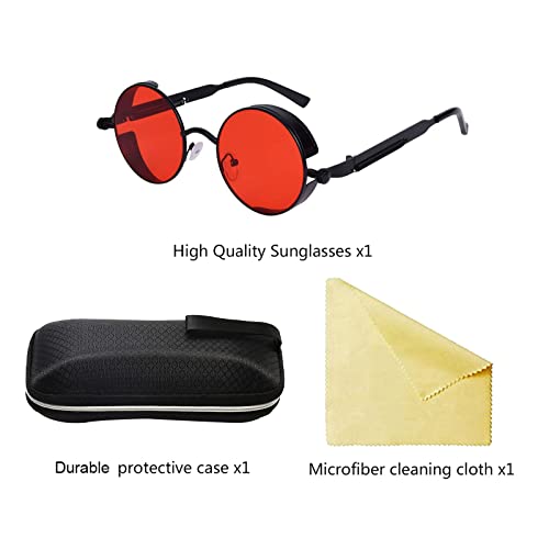 besbomig Gafas de Sol Unisex Polarizadas Círculo Metálico UV400 - Gafas de Sol Redondas Ronda Marco de Metal Gafas para Mujeres y Hombres Sunglasses