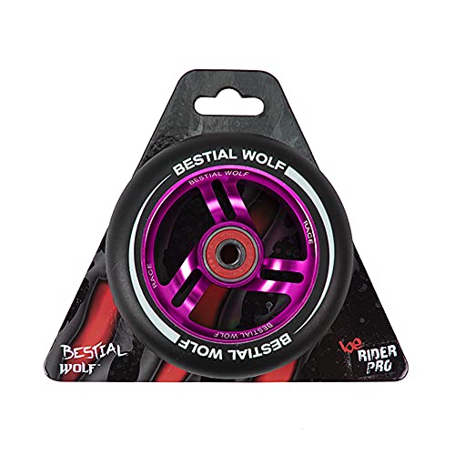 BESTIAL WOLF Rueda Race PU Color Negro y Core Rosa, Diámetro 110 mm