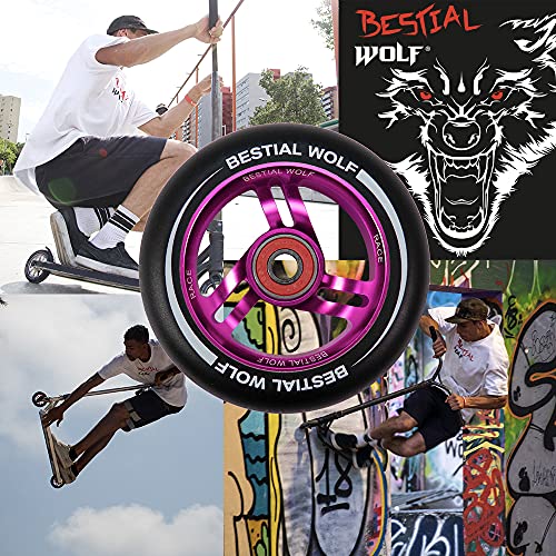 BESTIAL WOLF Rueda Race PU Color Negro y Core Rosa, Diámetro 110 mm