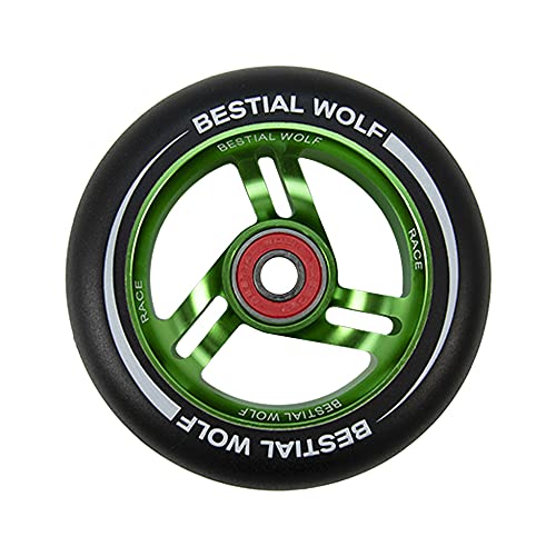 BESTIAL WOLF Rueda Race PU Color Negro y Core Verde, Diámetro 100 mm
