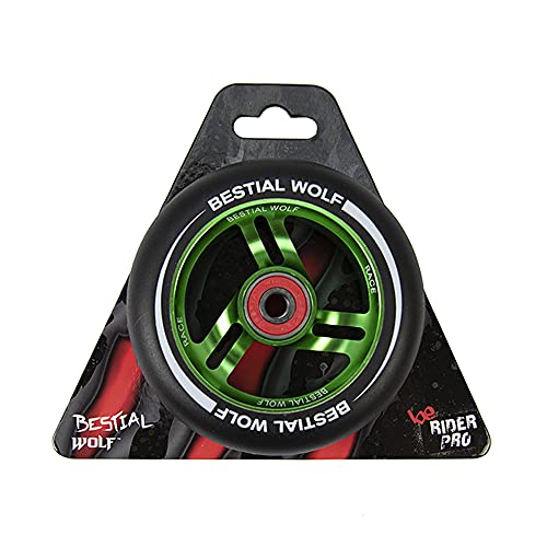 BESTIAL WOLF Rueda Race PU Color Negro y Core Verde, Diámetro 110 mm