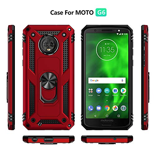 BestST Funda Motorola Moto G6 con Anillo Soporte, con HD Protectores de Pantalla, Rugged TPU y PC Cubierta de Doble Capa Hybrid Carcasa y 360 °Rotación Kickstand 2 en 1 Case. Rose-Oro
