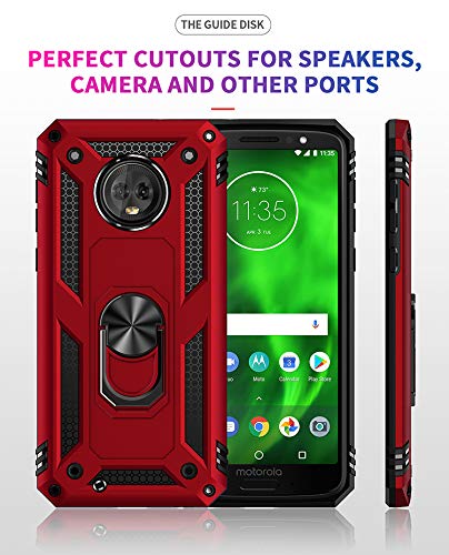 BestST Funda Motorola Moto G6 con Anillo Soporte, con HD Protectores de Pantalla, Rugged TPU y PC Cubierta de Doble Capa Hybrid Carcasa y 360 °Rotación Kickstand 2 en 1 Case. Rose-Oro