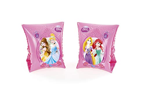 BESTWAY 91041 - Manguitos Hinchables Diseño Princesas Disney Rosa Brillante 15x23 cm Vinilo Resistente con Válvula de Seguridad y 2 Cámaras de Aire Para Niños de 3-6 Años
