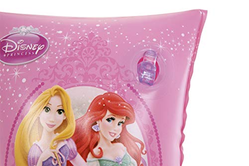 BESTWAY 91041 - Manguitos Hinchables Diseño Princesas Disney Rosa Brillante 15x23 cm Vinilo Resistente con Válvula de Seguridad y 2 Cámaras de Aire Para Niños de 3-6 Años