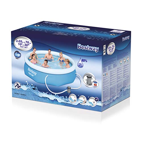 Bestway Fast Set Juego de Piscina con Bomba de Filtro, Azul, 305 x 76 cm