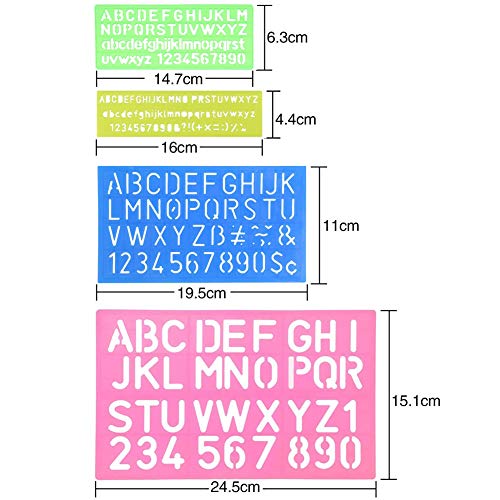 BESTYY 8 Piezas Plantilla de Letras, Plantilla de Alfabeto Plantillas de Dibujo de Plástico Conjunto para Niños, Dibujo Plantilla Stencil para Niños Aprender Viaje Regalo