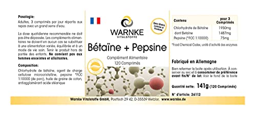 Betaína HCI + Pepsina – Altamente dosificada – 120 comprimidos