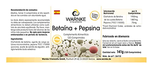 Betaína HCI + Pepsina – Altamente dosificada – 120 comprimidos