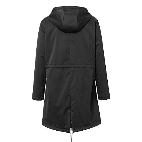 Beudylihy Chaqueta impermeable para mujer, de algodón, de gran tamaño, monocolor, con capucha, bolsillo con capucha, chaqueta de invierno, manga larga, resistente al viento, Wblack1, L