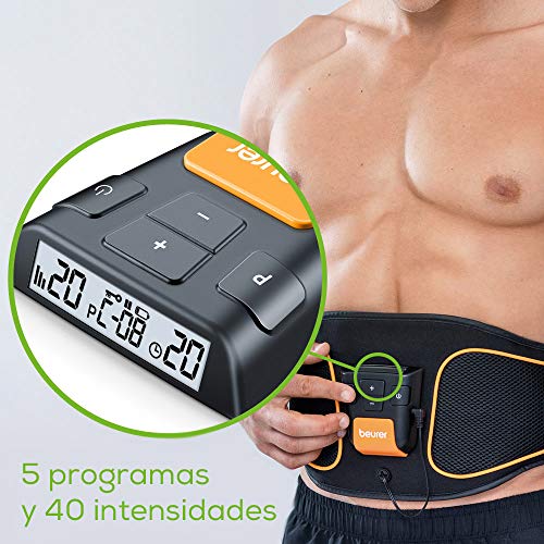 Beurer EM 37 Cinturón muscular abdominal, entrenamiento abdominal EMS, estimulación muscular para fortalecer y regenerar los músculos abdominales