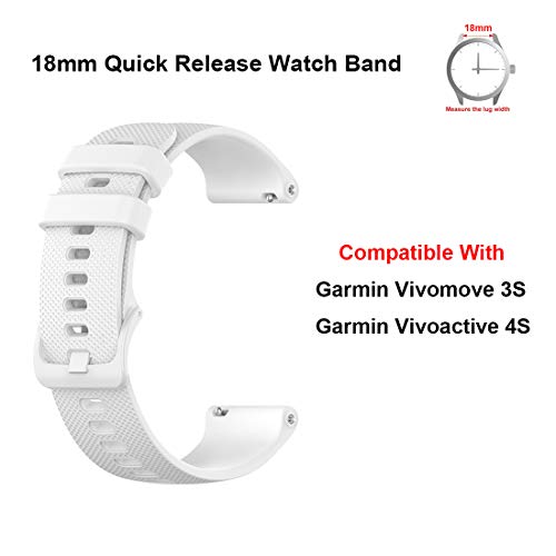 Bexido Correa compatible con Garmin Vivoactive 4S/Garmin Vivomove 3S, 18 mm de silicona de repuesto para Garmin Vivoactive 4S/Vivomove 3S