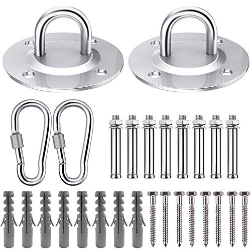 BEYAOBN 28PCS Inoxidable Ganchos de Techo,Silla Colgante con Gancho de Techo,Suspensión de Hamaca con Mosquetón y Gancho Giratorio,para Colgar Hamaca Columpio, Sillon Colgante y Saco Boxeo