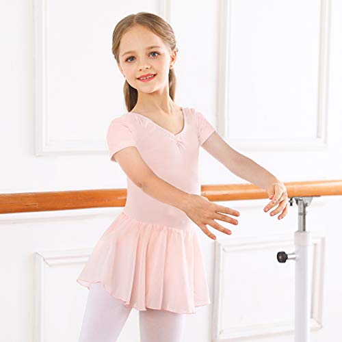 Bezioner Vestido de Ballet Maillot de Danza Gimnasia Leotardo Algodón Body Clásico para Niña Rosa 110