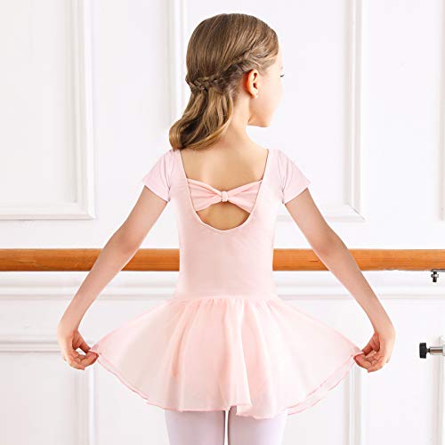 Bezioner Vestido de Ballet Maillot de Danza Gimnasia Leotardo Algodón Body Clásico para Niña Rosa 110