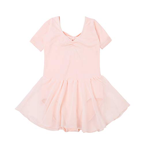 Bezioner Vestido de Ballet Maillot de Danza Gimnasia Leotardo Algodón Body Clásico para Niña Rosa 110