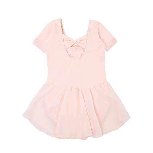 Bezioner Vestido de Ballet Maillot de Danza Gimnasia Leotardo Algodón Body Clásico para Niña Rosa 110