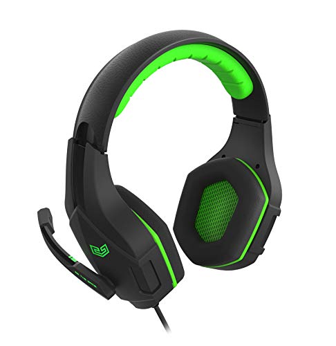 BG Vicker Binaural Diadema Negro, Verde Auricular con micrófono - Auriculares con micrófono (Consola de Videojuegos + PC/Videojuegos, Binaural, Diadema, Negro, Verde, Giratorio, Control en Línea)