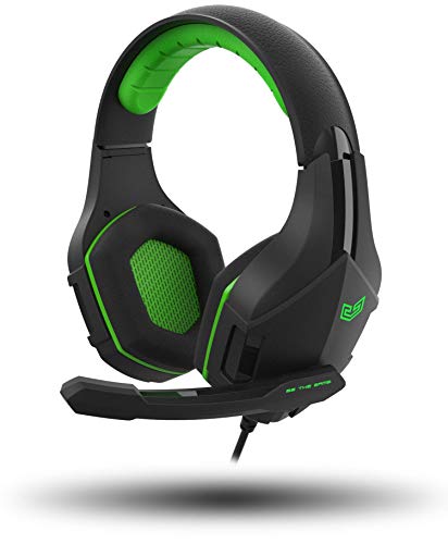 BG Vicker Binaural Diadema Negro, Verde Auricular con micrófono - Auriculares con micrófono (Consola de Videojuegos + PC/Videojuegos, Binaural, Diadema, Negro, Verde, Giratorio, Control en Línea)