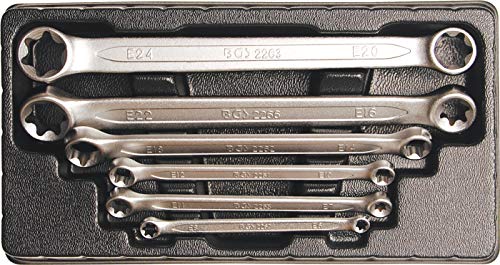 BGS 2268 | Juego de llaves de estrella dobles con cabezas E-Torx | E6 x E8 - E20 x E24 | 6 piezas
